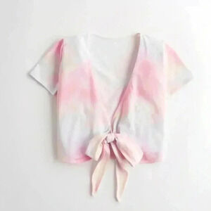 NWT HOLLISTER 3 in 1 pastel cloud baby tee tie up/wrap top M